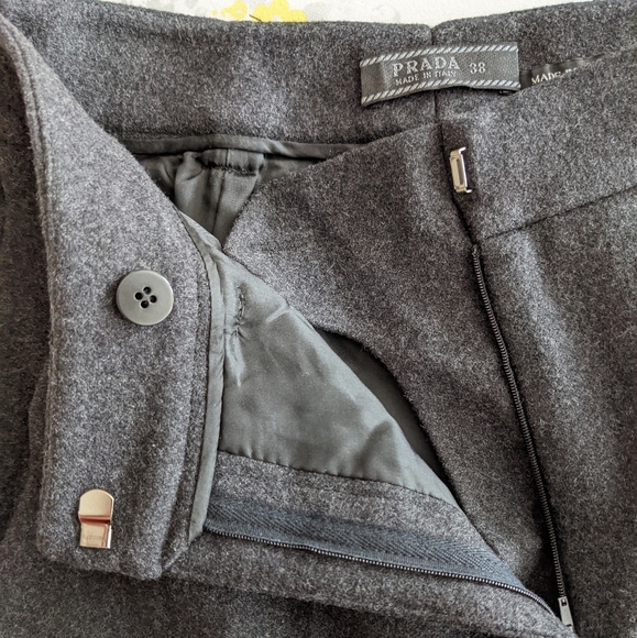 PRADA | charcoal grey wool lined trousers with pockets and ankle zipper detail - Picture 9 of 16